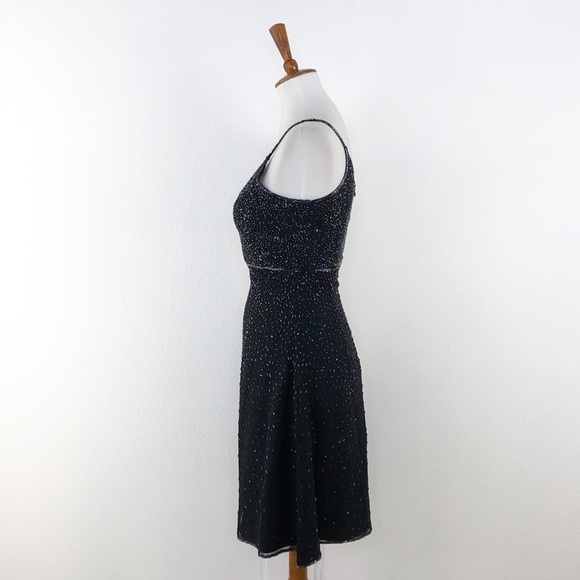 Scala Black 100% Silk Beaded Sleeveless Dress - Picture 3 of 10